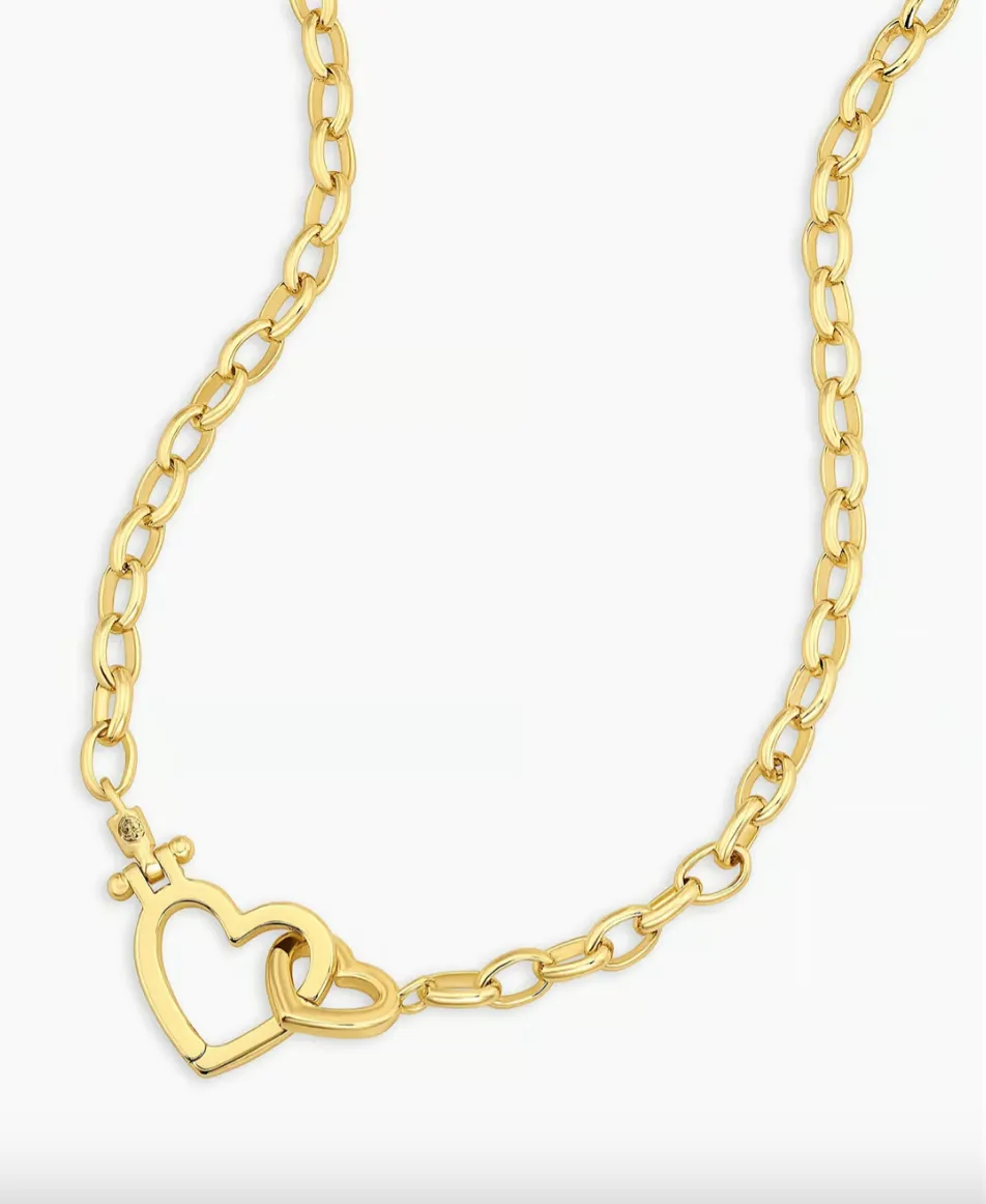 17" Gold gorjana Heart Chain Link Necklace