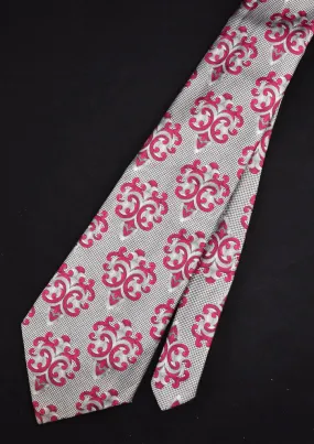 1940s Style Grey Pink Swirl Tie