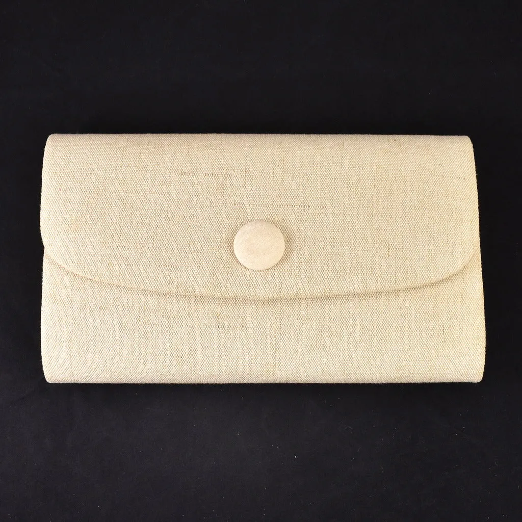 1940s Style Tan Button Clutch