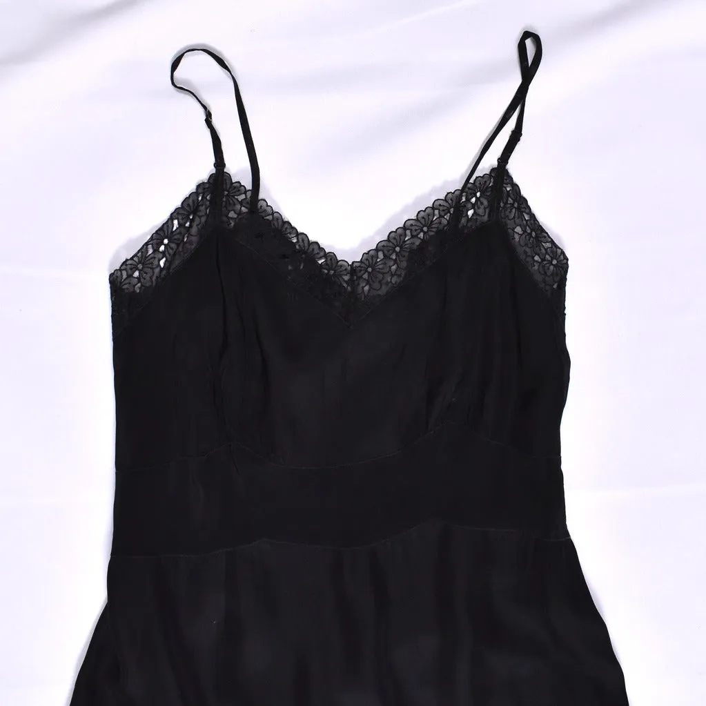 1950s Black Butterfly Lace Full Slip