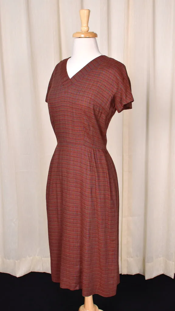 1950s Brown Check Dress Set