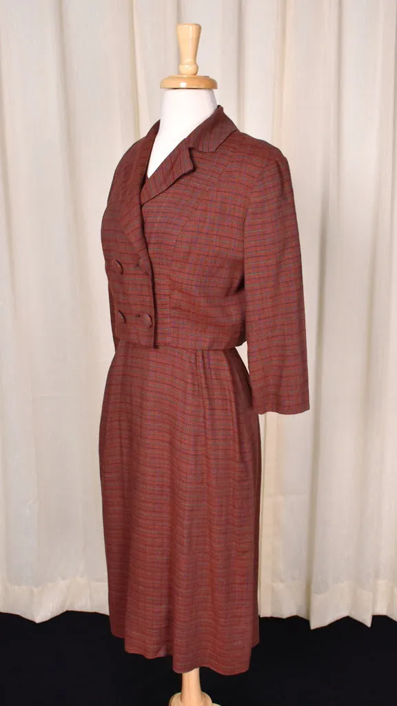 1950s Brown Check Dress Set