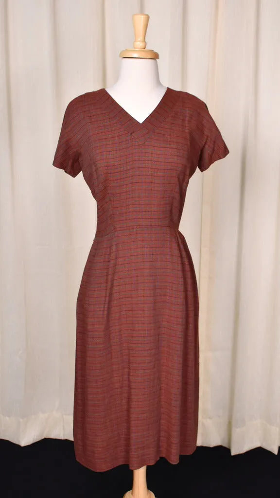 1950s Brown Check Dress Set