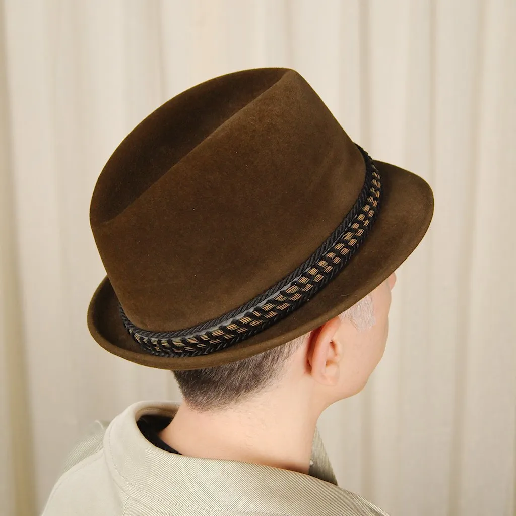 1950s Brown Velour Trilby Hat