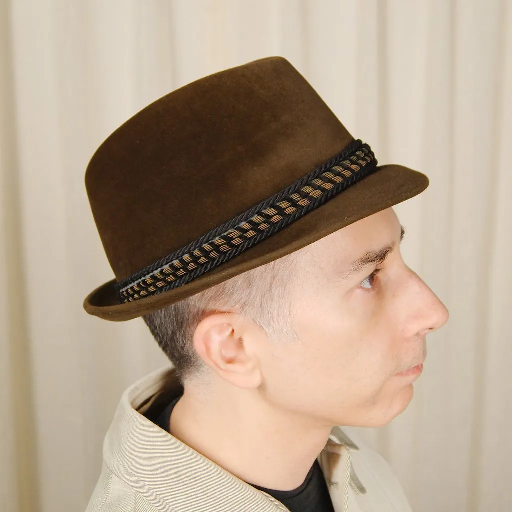 1950s Brown Velour Trilby Hat