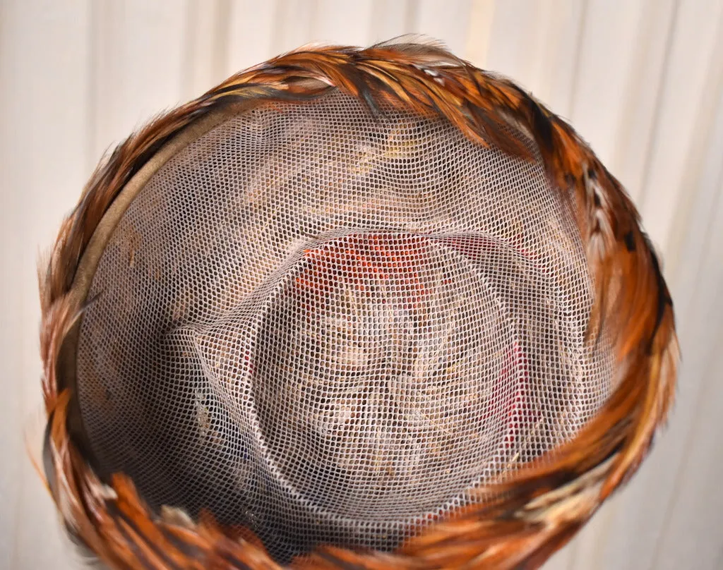 1950s Feather Pillbox Hat