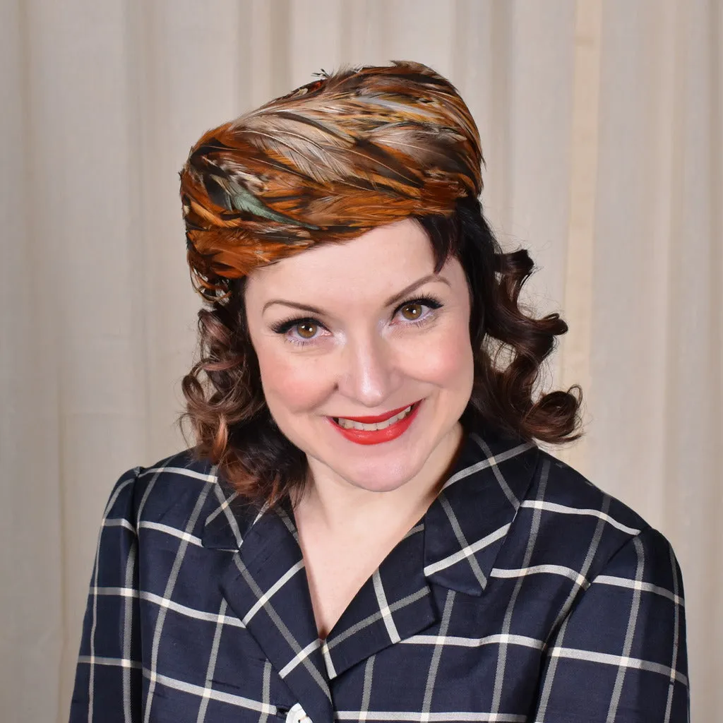 1950s Feather Pillbox Hat