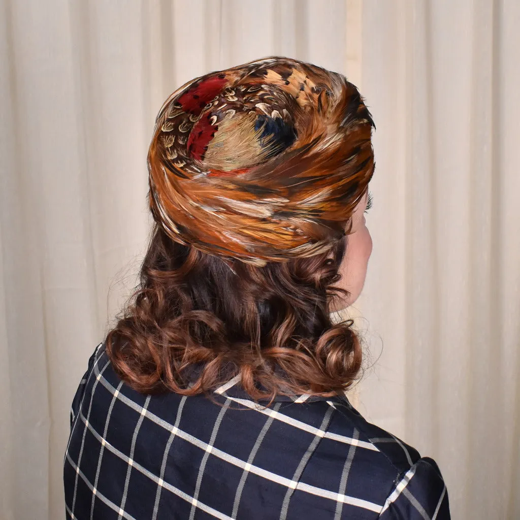 1950s Feather Pillbox Hat