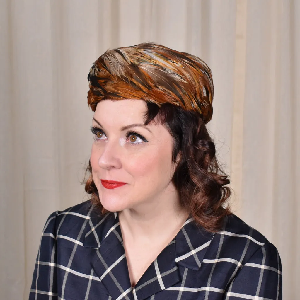 1950s Feather Pillbox Hat