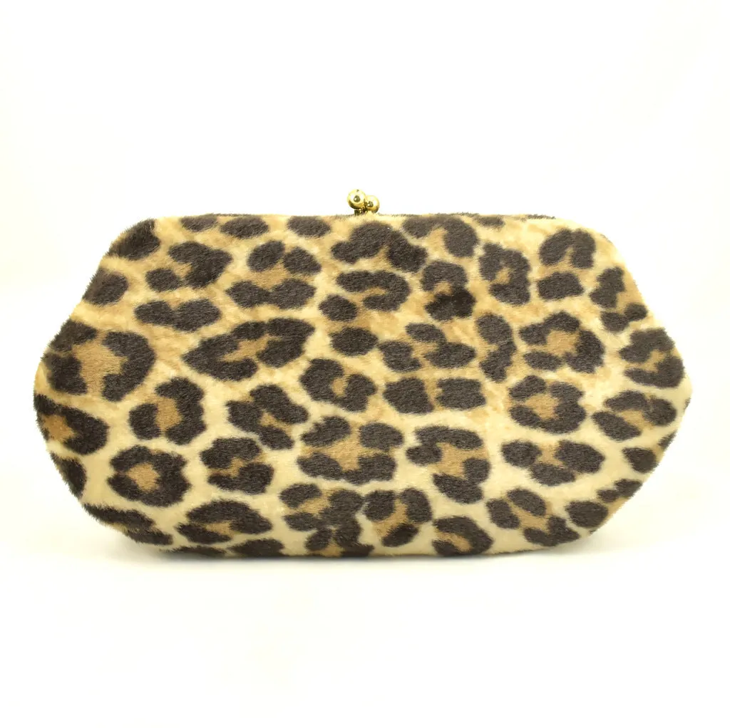 1950s Fuzzy Leopard Clutch