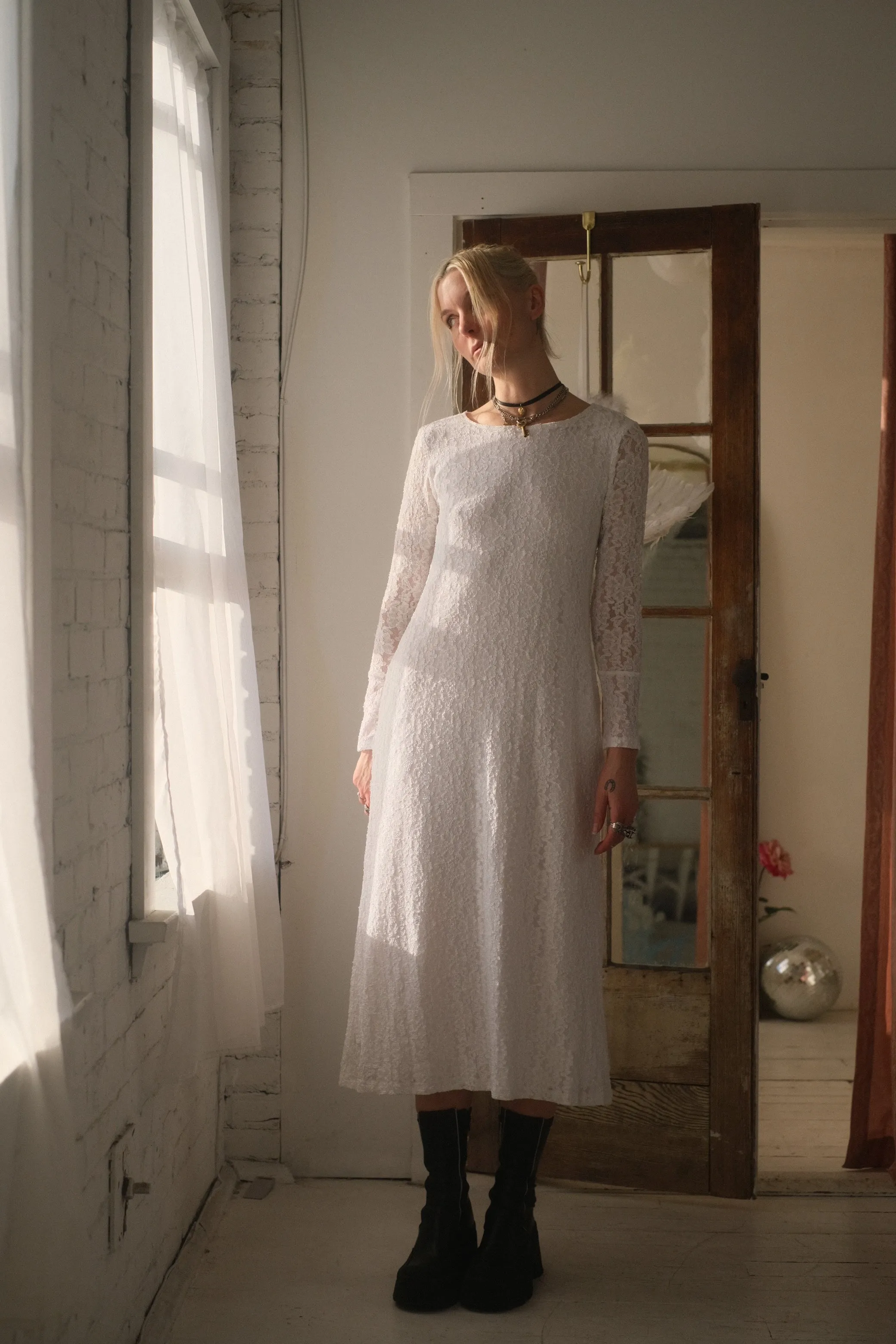 1990s Ivory Lace Dress