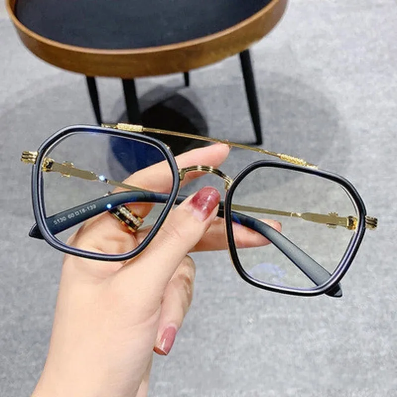 1PCs Blue Light Blocking Fashion High-end Glasses Men Optical Clear Glasses Black Square Frame Eyeglasses Anti-radiation