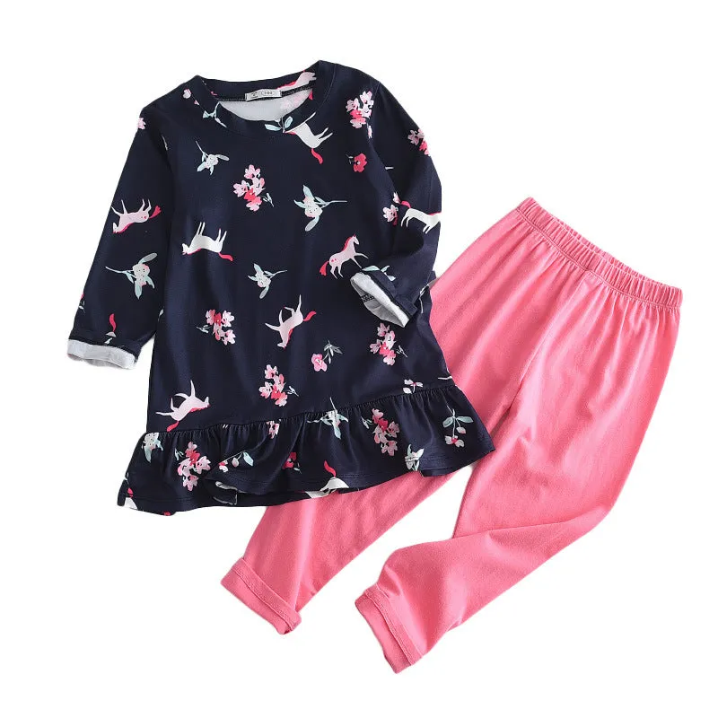 2 Piece Girls Floral Dress & Leggings Set