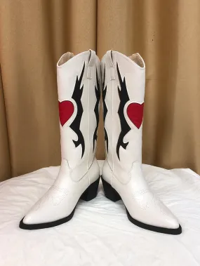 2023 new High Quality pointed toe thick heel color matching embroidery Cowgirl Boots