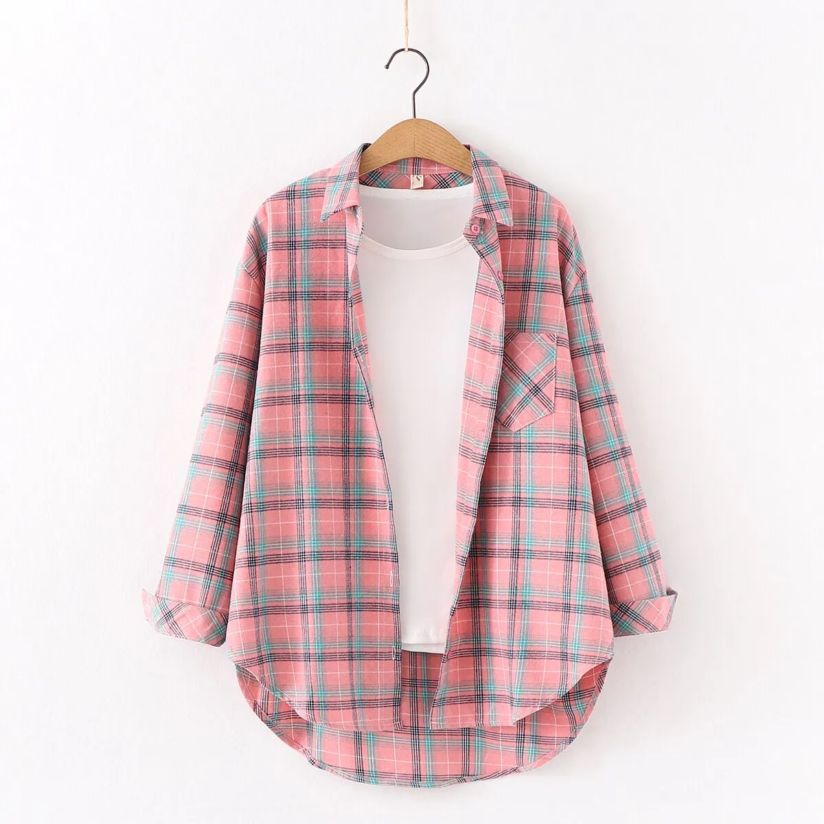 2023 Plaid Shirt Women Loose Plus Size Blouse Female Long Sleeve Blouses Cotton Flannel Casual Shirt Women Tops Blusas