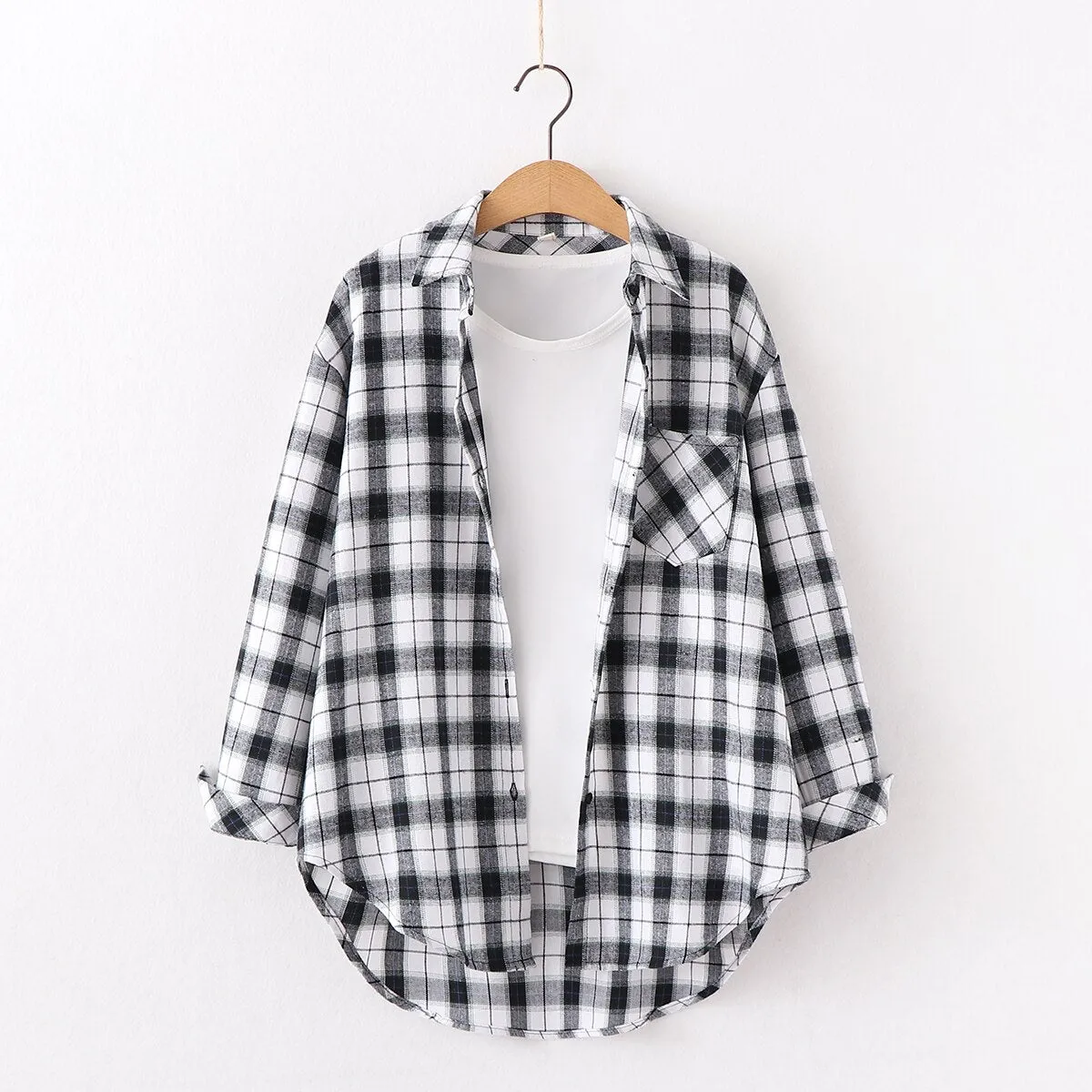 2023 Plaid Shirt Women Loose Plus Size Blouse Female Long Sleeve Blouses Cotton Flannel Casual Shirt Women Tops Blusas