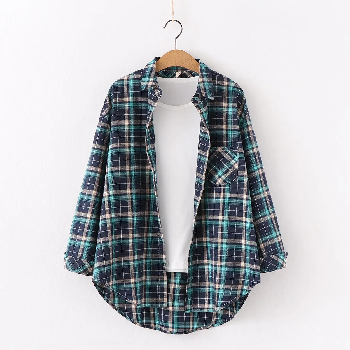 2023 Plaid Shirt Women Loose Plus Size Blouse Female Long Sleeve Blouses Cotton Flannel Casual Shirt Women Tops Blusas