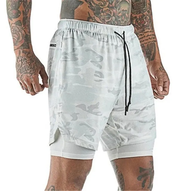 2023 Sport Shorts Men Sportswear Double-deck Running Shorts 2 In 1 Beach Bottoms