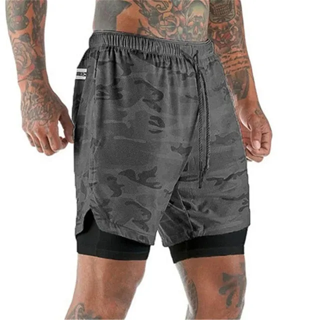 2023 Sport Shorts Men Sportswear Double-deck Running Shorts 2 In 1 Beach Bottoms