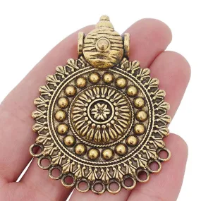 2pcs Antique Gold Large Tribal Boho Multi Strand Connector Charms Pendants for Necklace Jewelry Making Findings