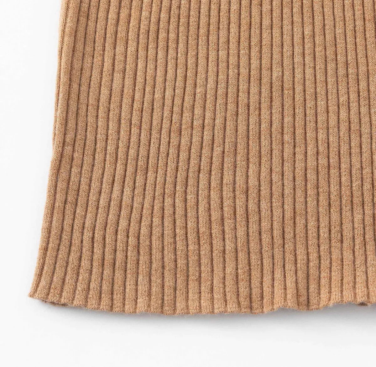 Aleger Cashmere Nutmeg Skinny Rib Crew Neck Sweater