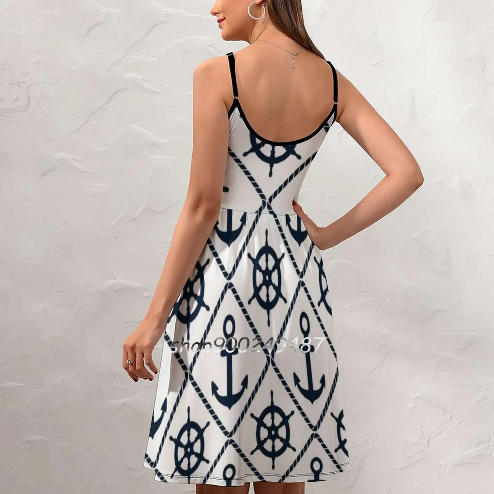 Anchor And Wheel Nautical-Navy And White Sling Dress