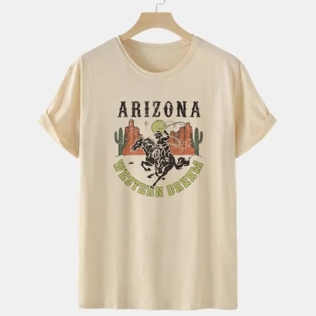 Arizona Cowgirl Desert Cactus Graphic T Shirts Retro Western Cowgirl Women's T-Shirt