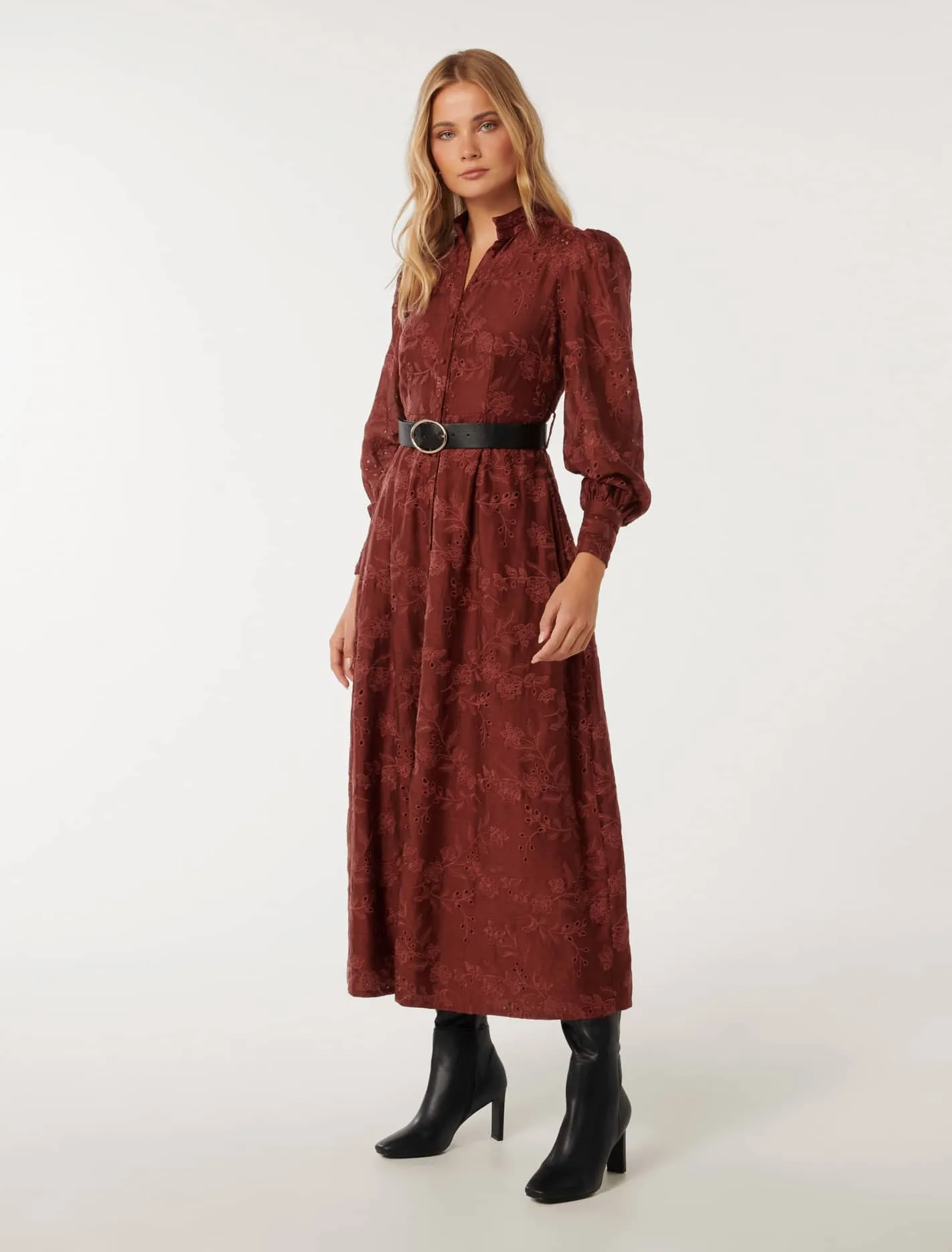 Autumn Embroidered Midi Dress