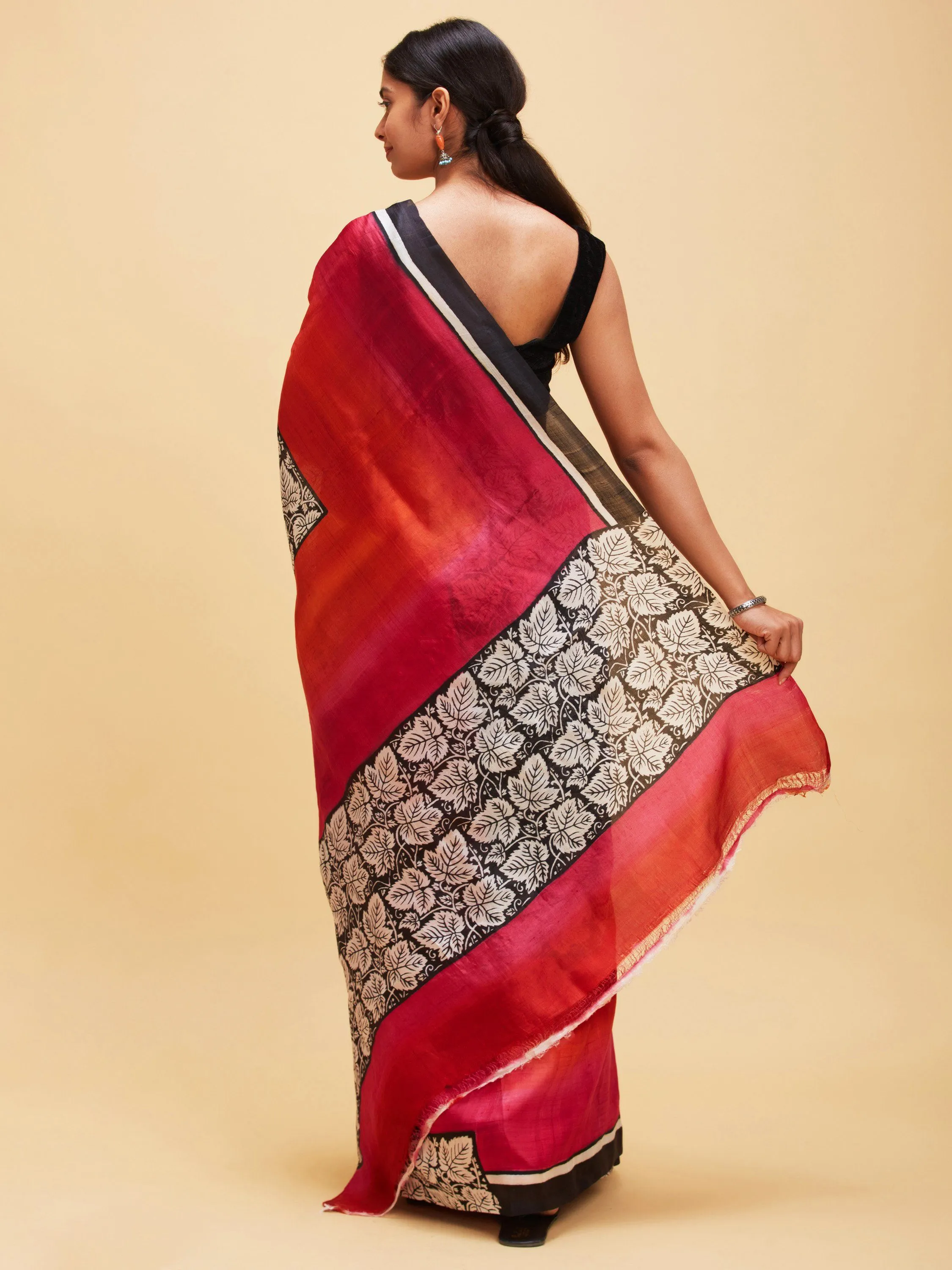 Autumn inspired pure silk saree