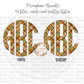 Autumn Plaid Monogram, 1 - Multiple Styles - Digital Download