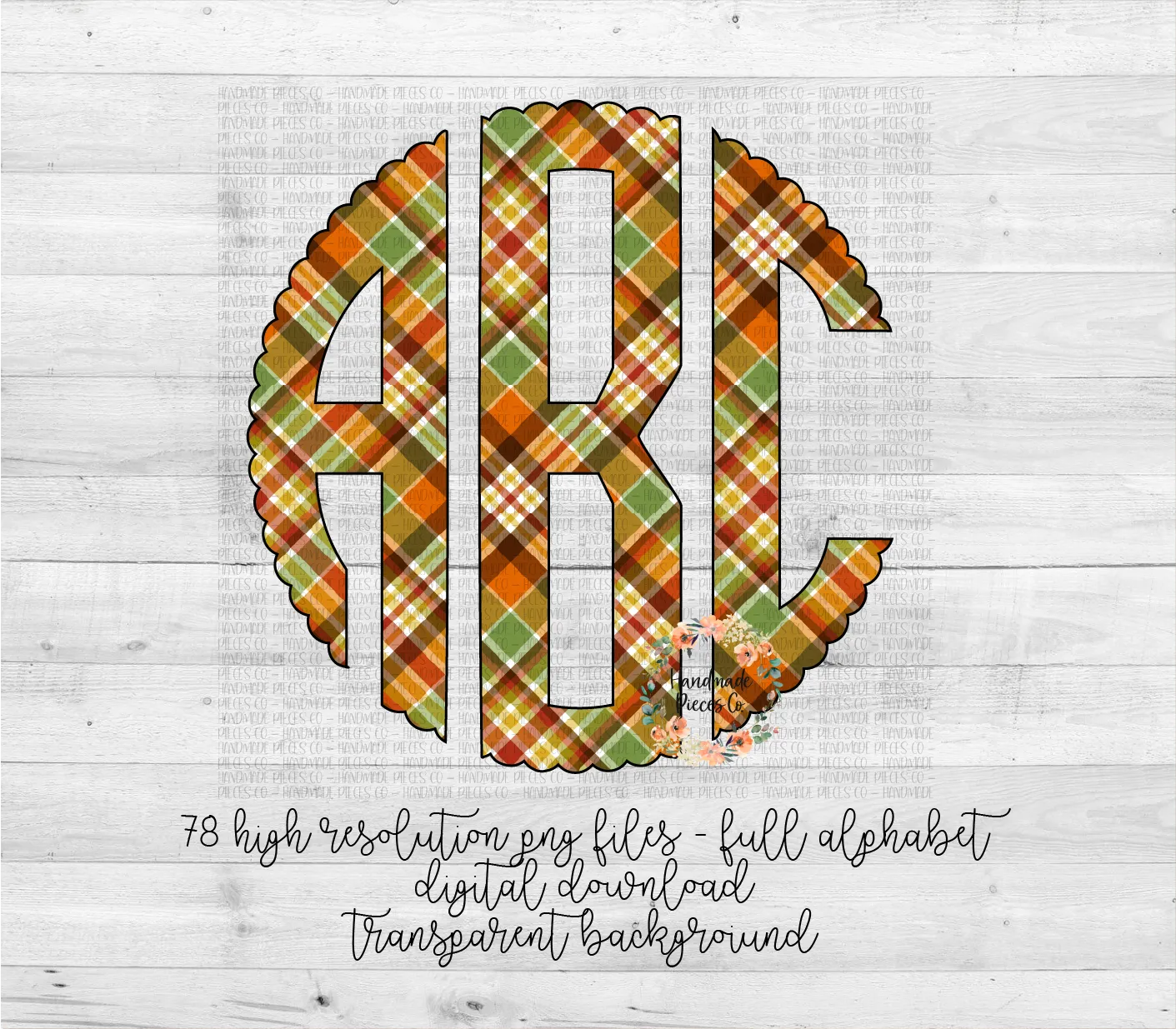 Autumn Plaid Monogram, 1 - Multiple Styles - Digital Download