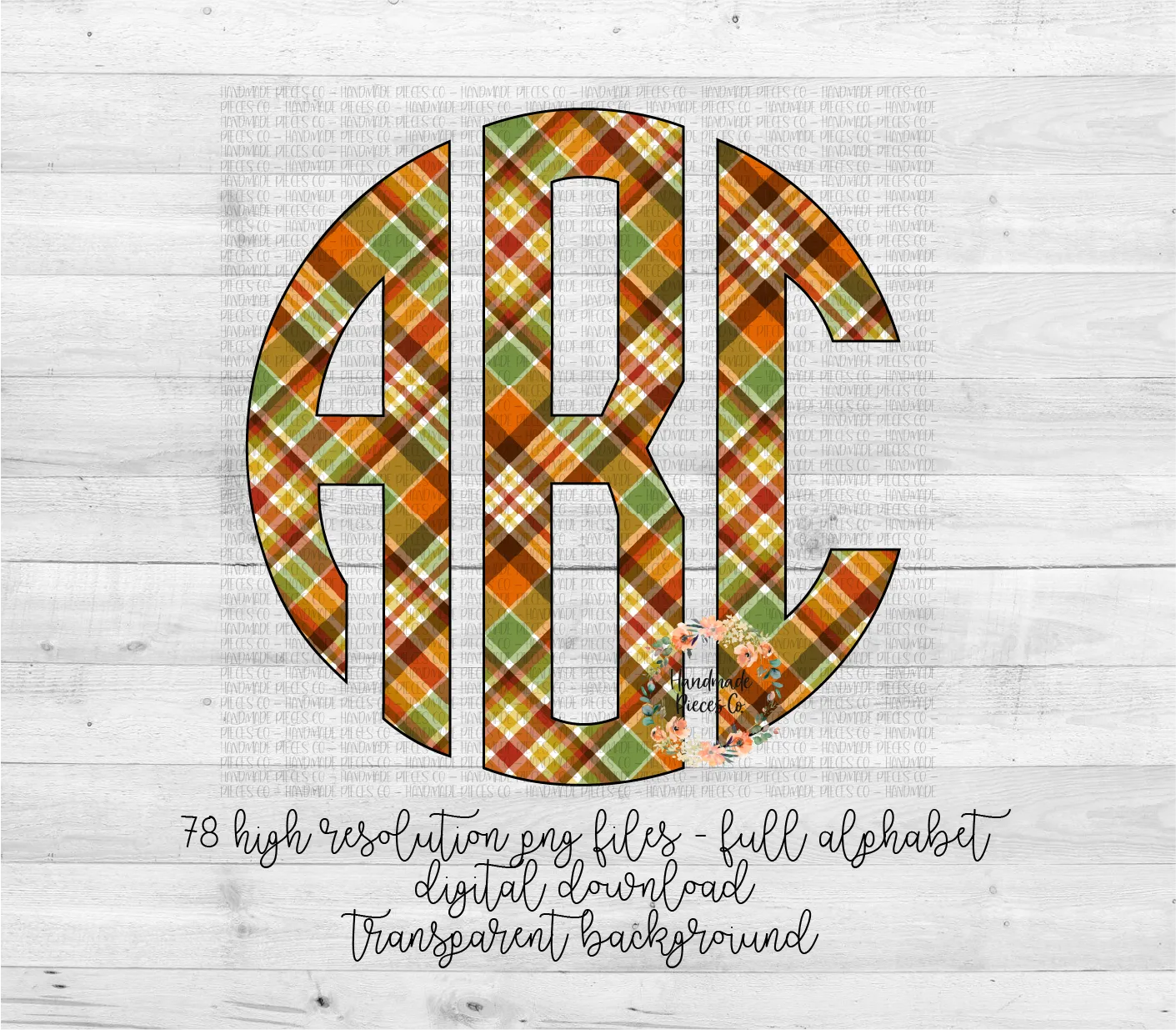 Autumn Plaid Monogram, 1 - Multiple Styles - Digital Download