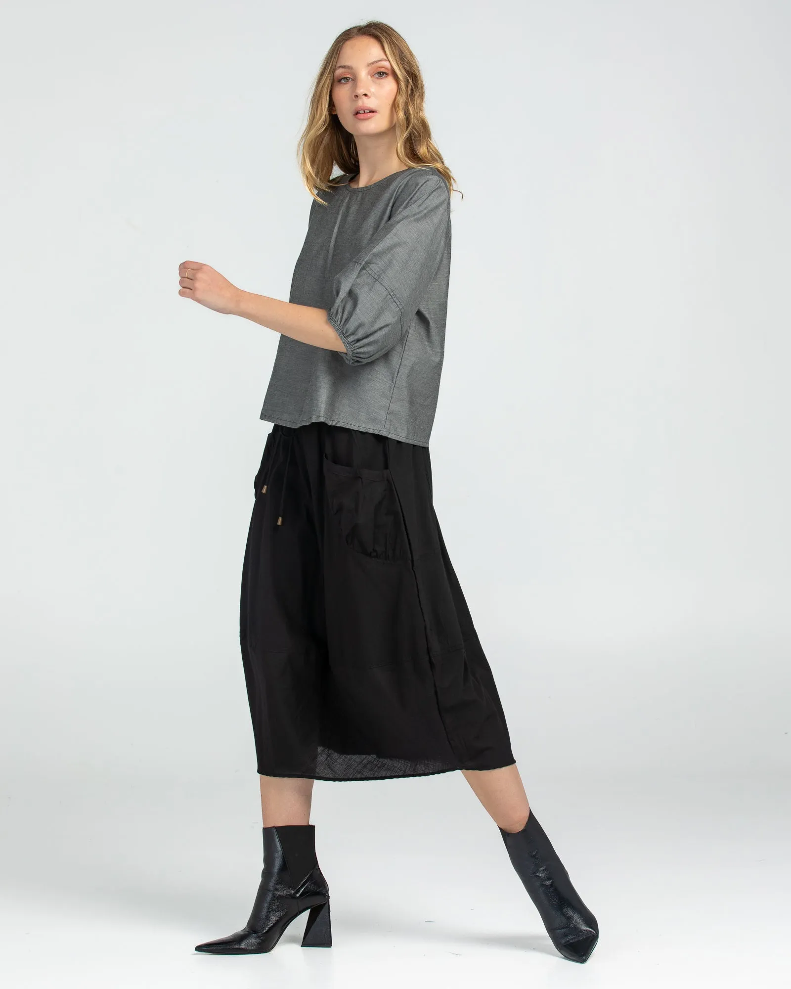 Ava Top - Winter Black Chambray