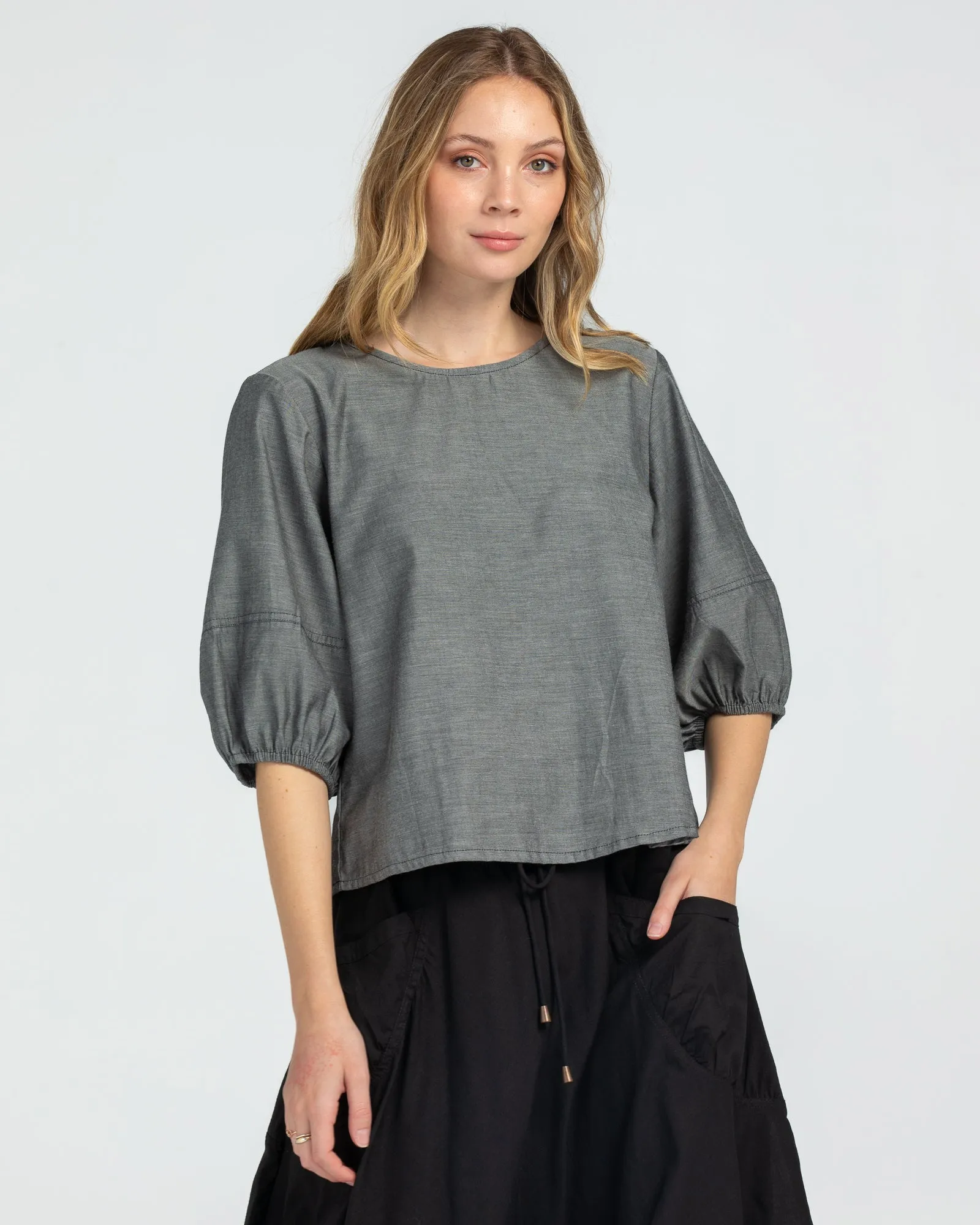 Ava Top - Winter Black Chambray