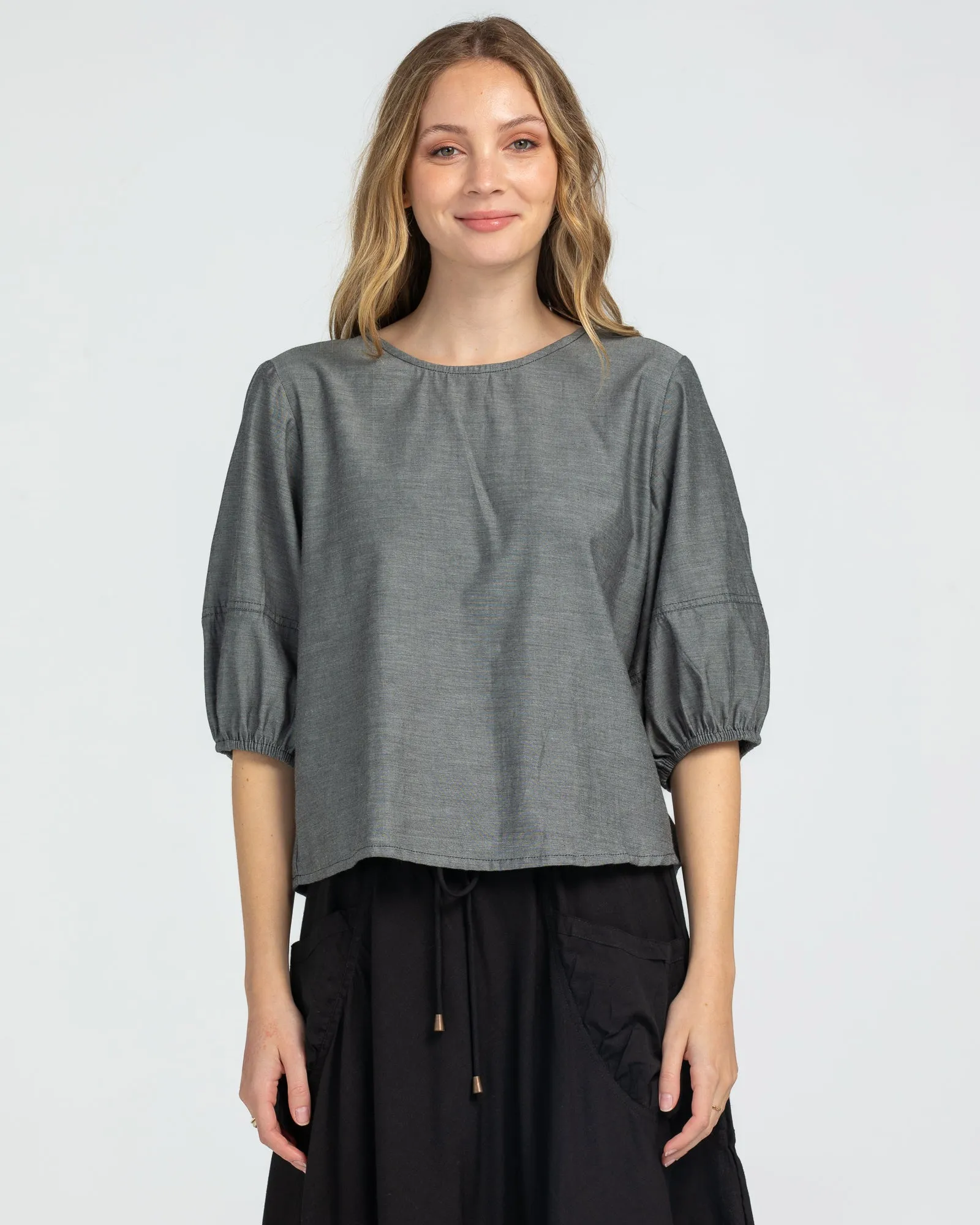 Ava Top - Winter Black Chambray