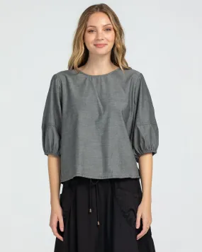 Ava Top - Winter Black Chambray