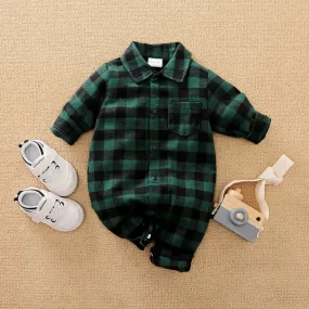 Baby Boys 0-18M Plaid Infant Rompers