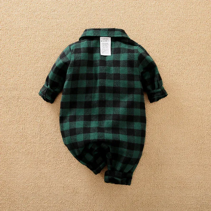 Baby Boys 0-18M Plaid Infant Rompers