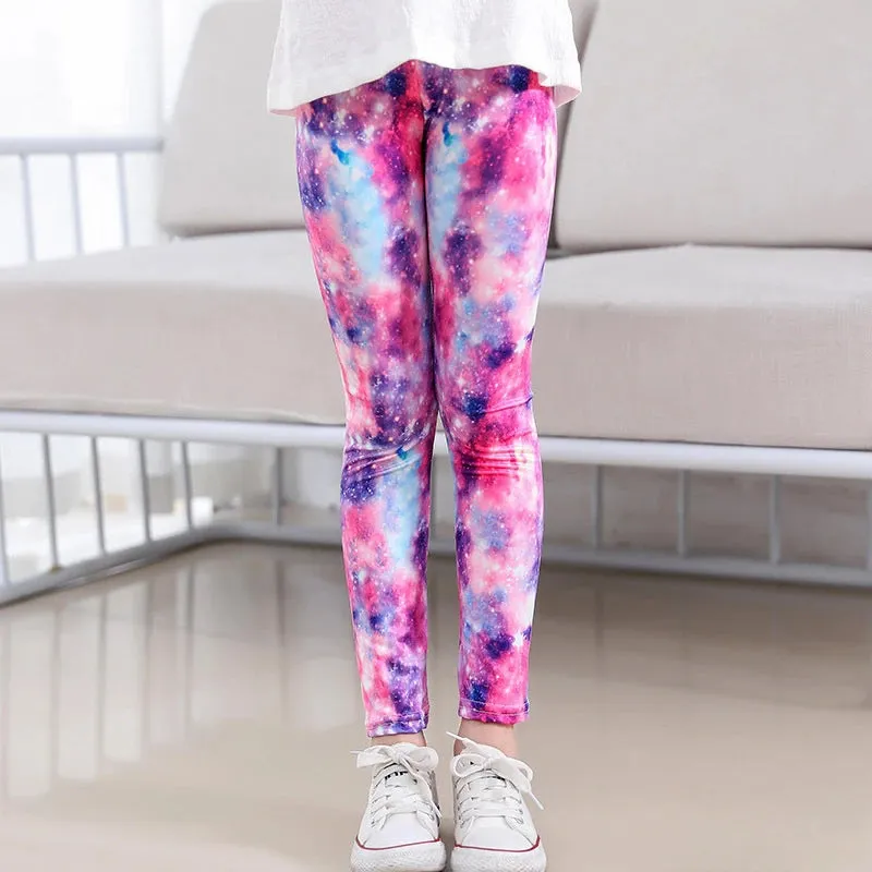 Baby Girl 3-10year Floral Elastic 3D Leggings