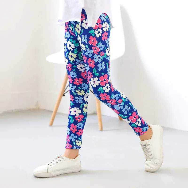 Baby Girl 3-10year Floral Elastic 3D Leggings