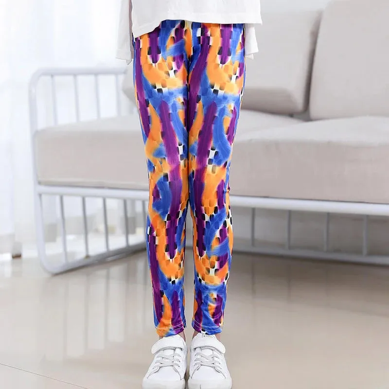 Baby Girl 3-10year Floral Elastic 3D Leggings