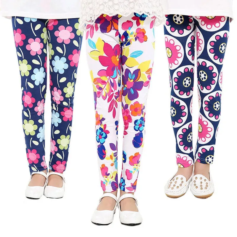 Baby Girl 3-10year Floral Elastic 3D Leggings