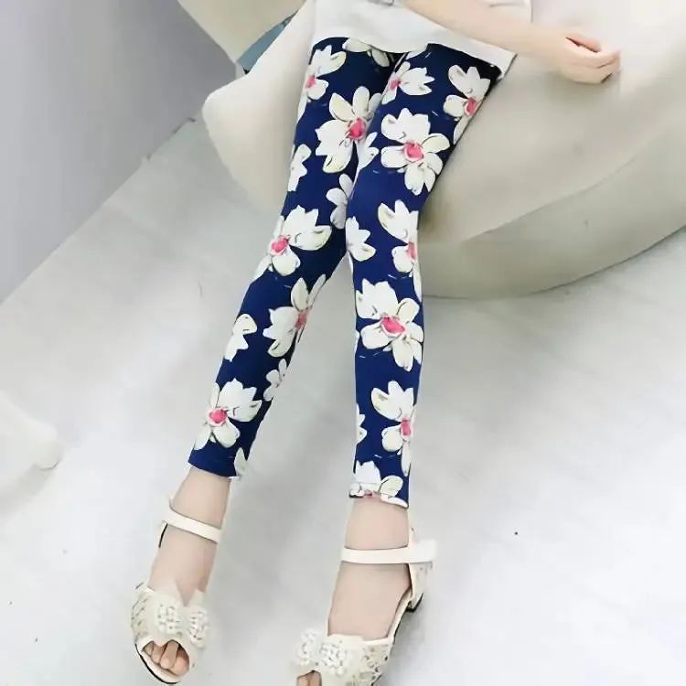 Baby Girl 3-10year Floral Elastic 3D Leggings