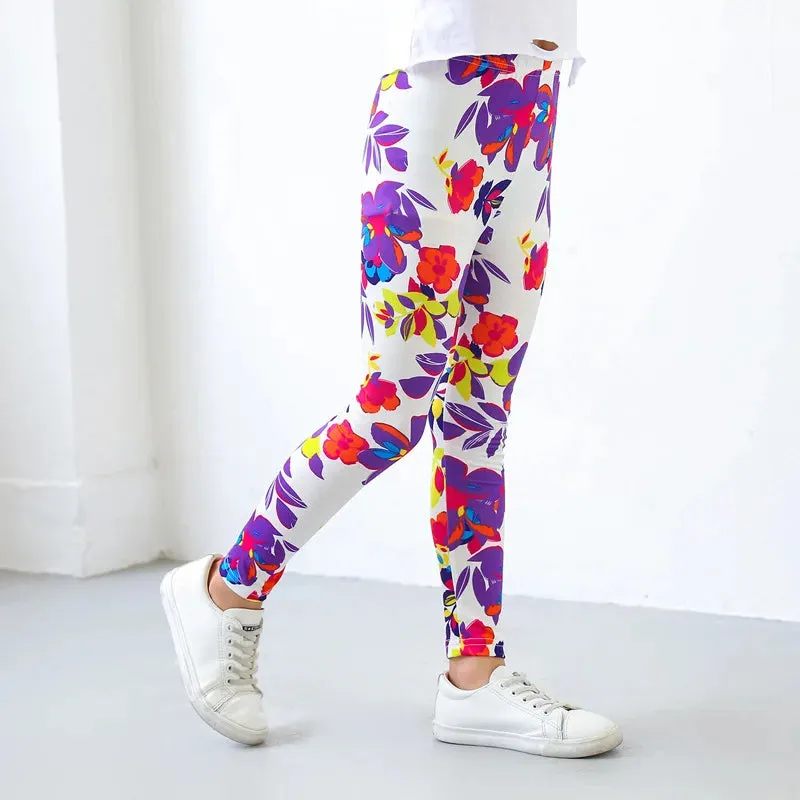 Baby Girl 3-10year Floral Elastic 3D Leggings