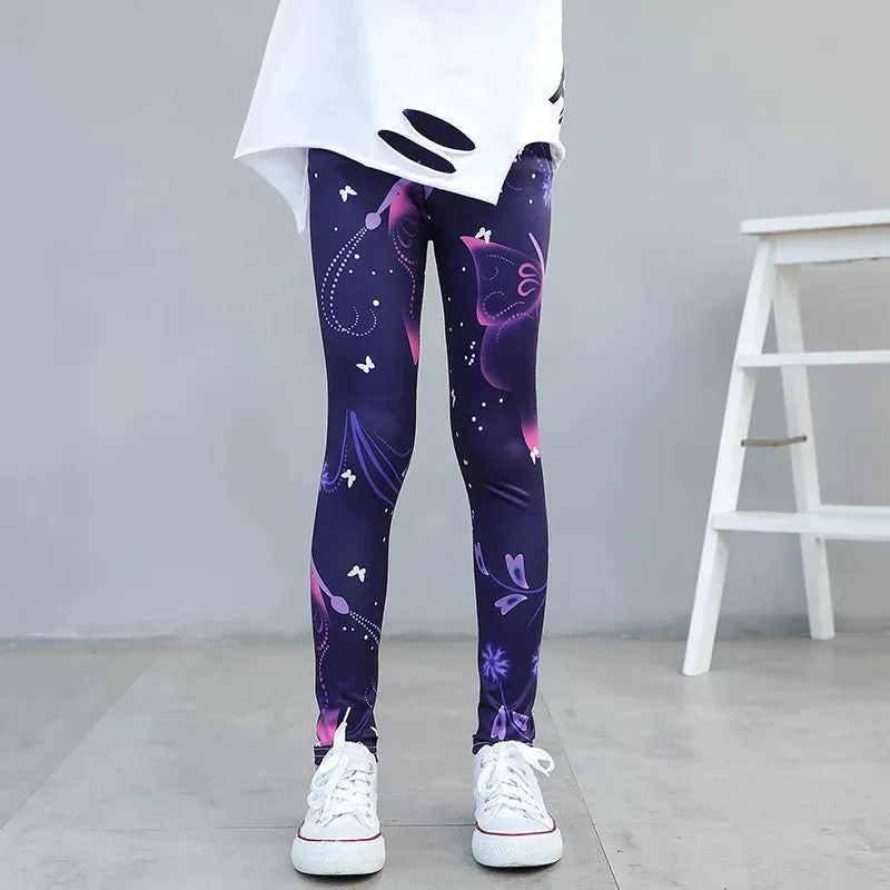 Baby Girl 3-10year Floral Elastic 3D Leggings