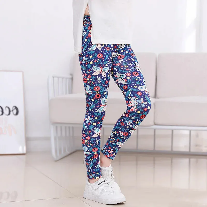 Baby Girl 3-10year Floral Elastic 3D Leggings