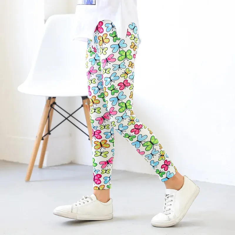 Baby Girl 3-10year Floral Elastic 3D Leggings