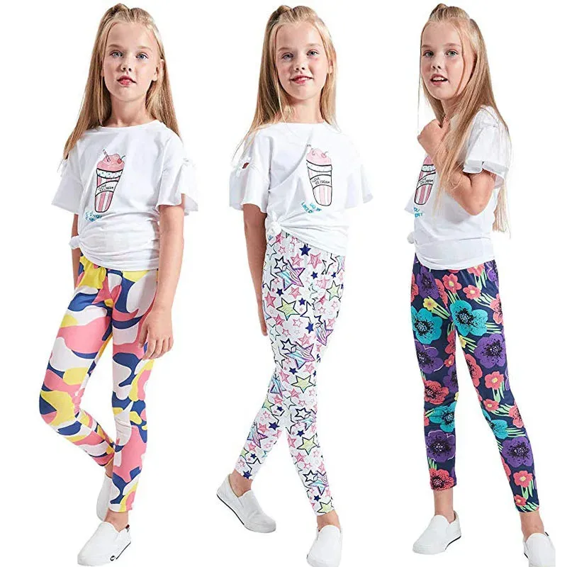 Baby Girl 3-10year Floral Elastic 3D Leggings