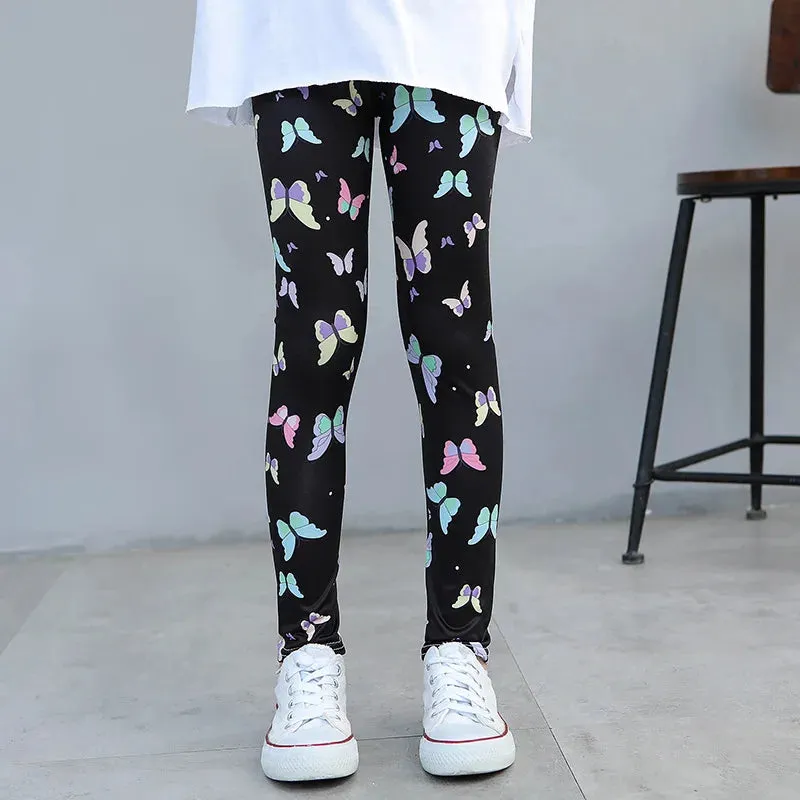 Baby Girl 3-10year Floral Elastic 3D Leggings