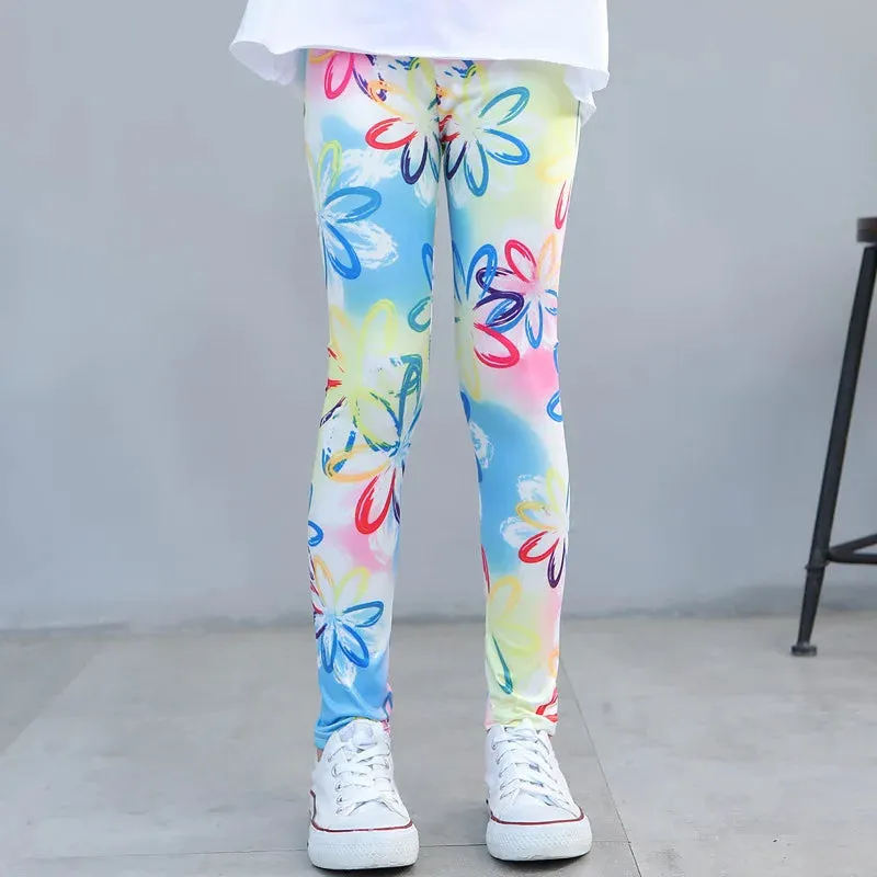 Baby Girl 3-10year Floral Elastic 3D Leggings